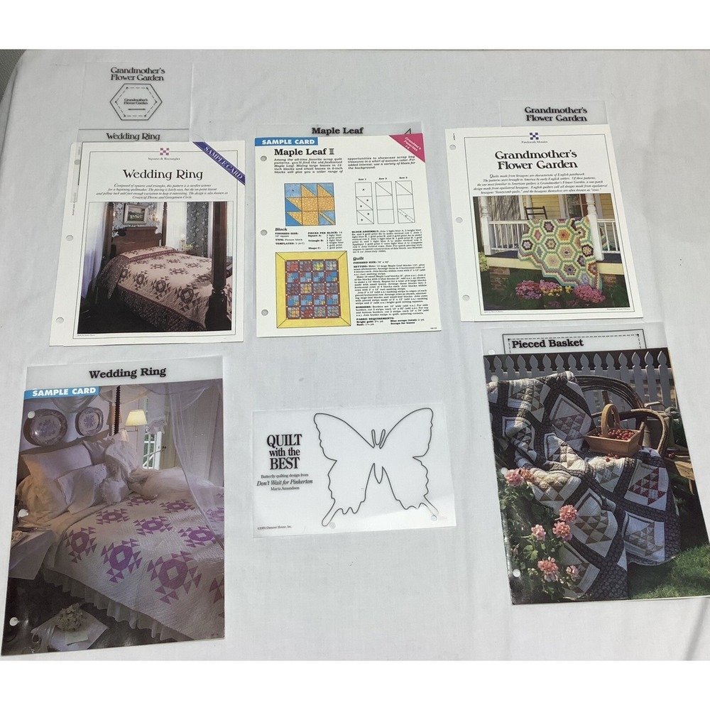 Spinning Spools Quilt Patterns with Stencils Maple Leaf Wedding Ring Lot